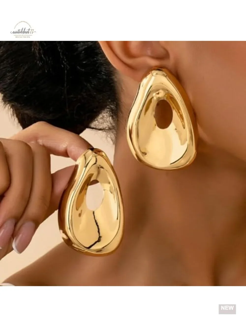 Gold Geometric Earrings Chunky Hollow Statement Drop Dangle Jewelry for Wedding